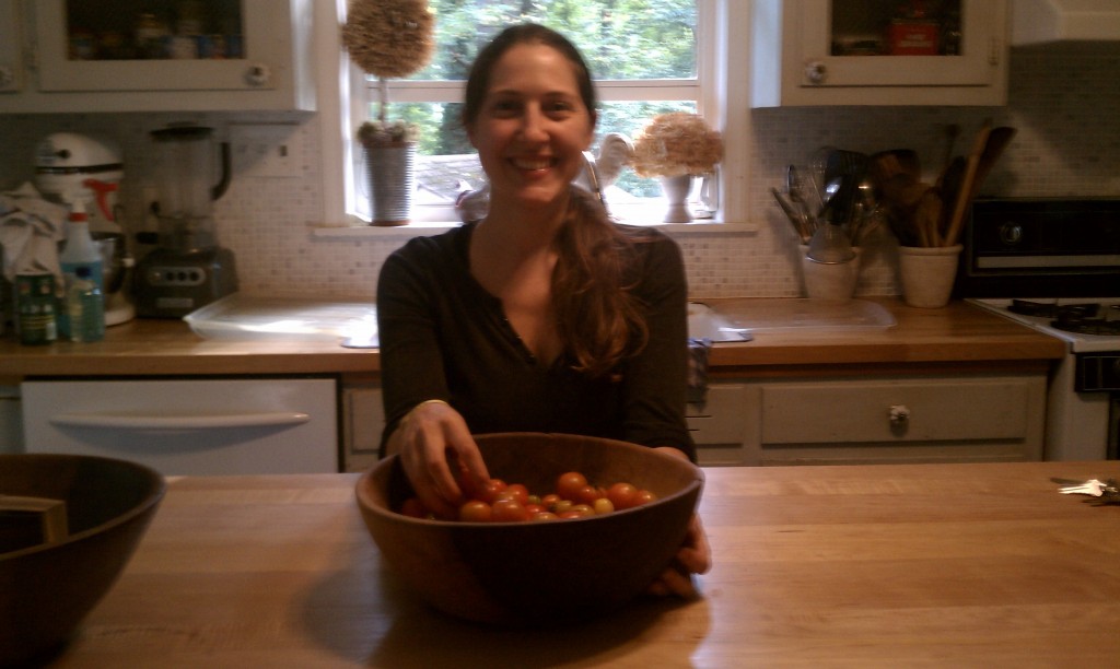 Julie welcomes to me Atlanta with Fresh, garden-picked cherry tomatoes!