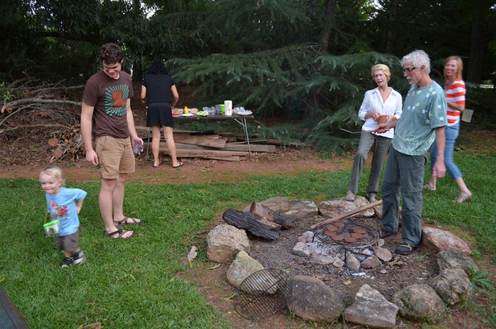 By the time we arrived to Larry's on foot, he already had the fire started. Friends and family members of his would soon show up for a fun backyard barbecue :) 