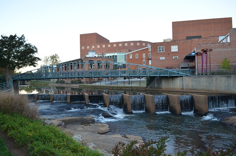 The Reedy River runs directly through the middle of downtown Greenville