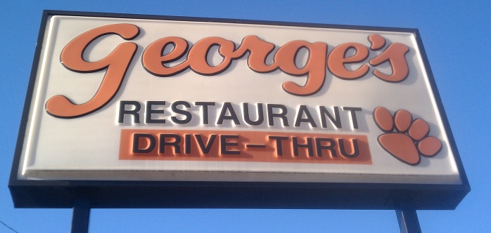 I reached my first major intersection in Anderson to find George's Restaurant on the corner. Unfortunately, there's nothing in "my" restaurant I'd be willing to eat. 